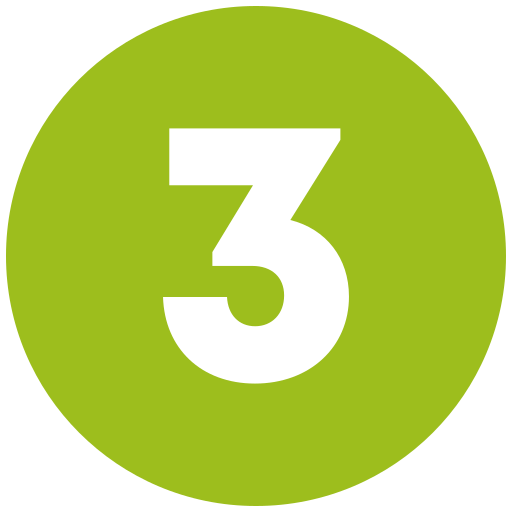 ícone circular com número 3 no meio 