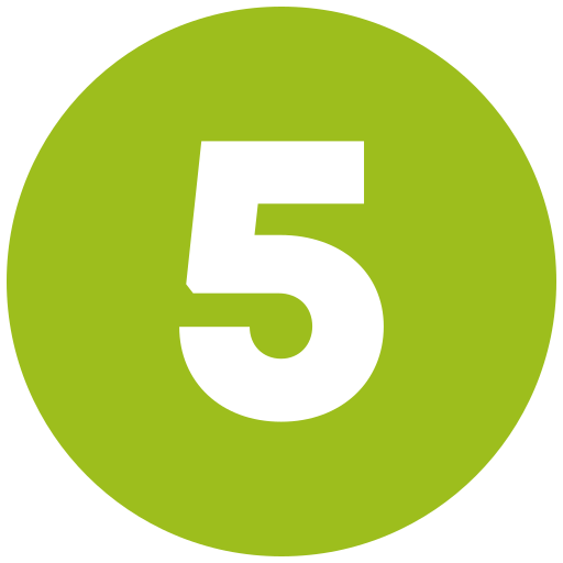 ícone circular com número 5 no meio 