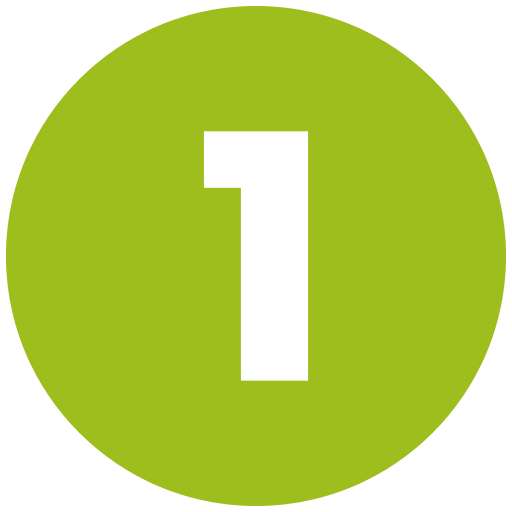 ícone circular com número 1 no meio 
