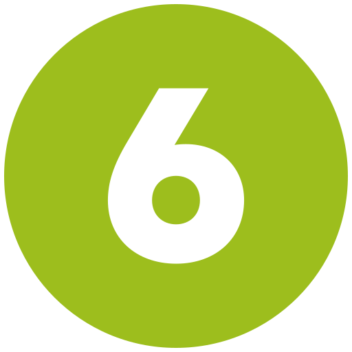 ícone circular com número 6 no meio 